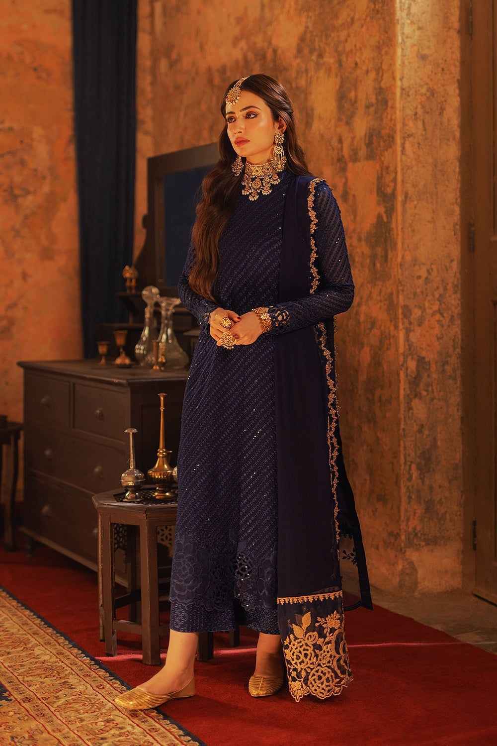 3Pcs Chiffon Luxury Embroided Un-Stitch