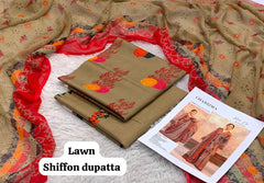 LAWN SHAFOON DUPPATA 3PC