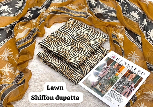 LAWN SHAFOON DUPPATA 3PC