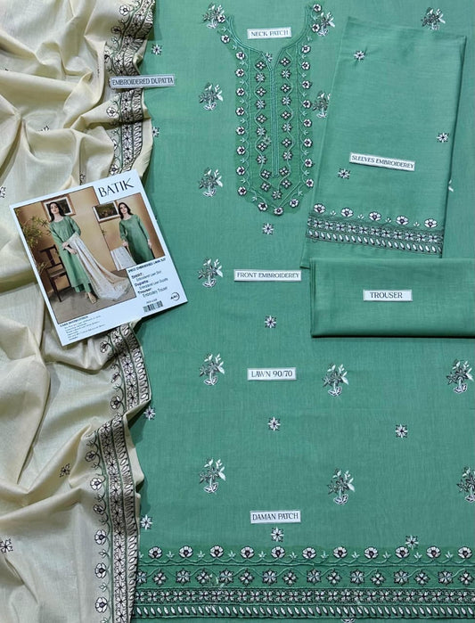 BATIK EMB LAWN 3PC UNSTICHED