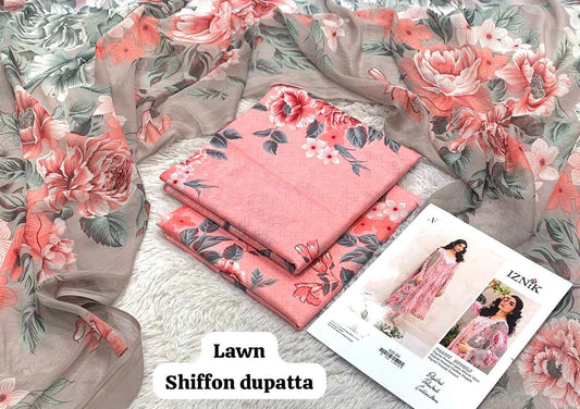 IZNIK LAWN 3-PC UNSTICHED