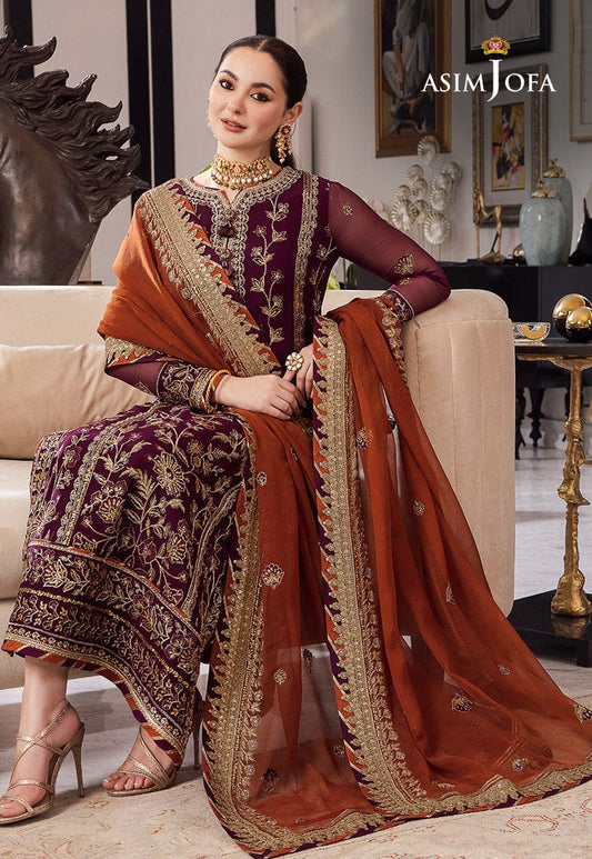 Asim Jofa Luxury Chiffon: Embroidered Chiffon & Malai Trouser