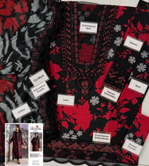 Ramsha Premium Embroidered Lawn & Chiffon 3PC Suit