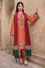Brand: Iznik / Asling / Zara Shah Jahan / Maria B / Urge / Charizma / Cross Stitched
Fabric: Dhanak Marina with Wool Shawl with embroidery shwl
Product Details:
• Front: plain marina patch with Embroidered Dhanak Marina shirt
• Sleeves: Embroidered