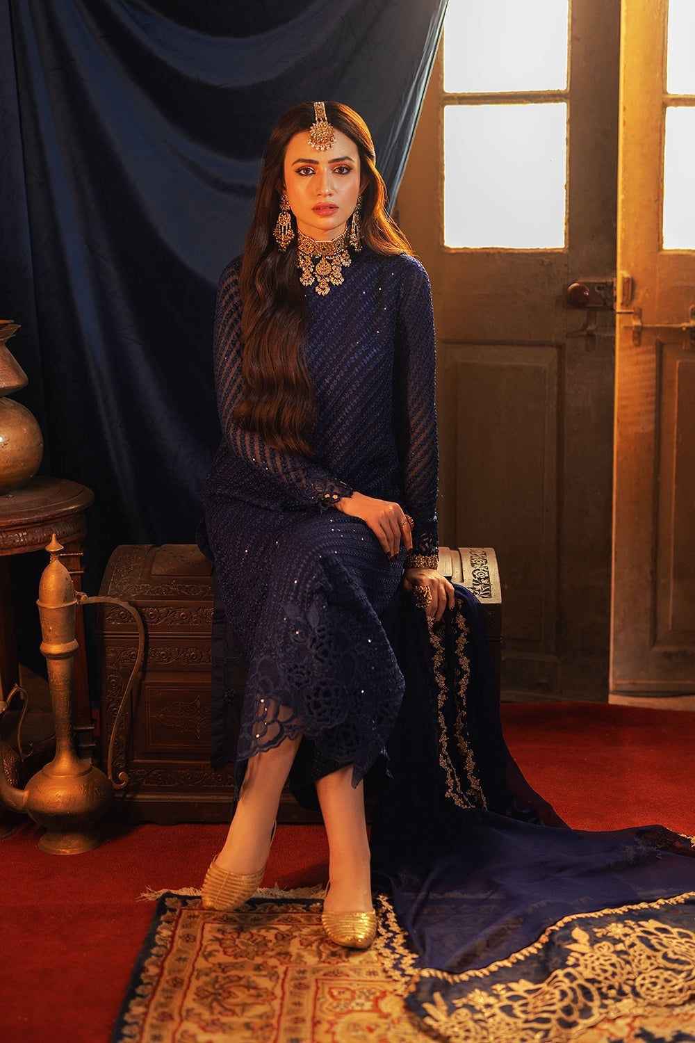 3Pcs Chiffon Luxury Embroided Un-Stitch