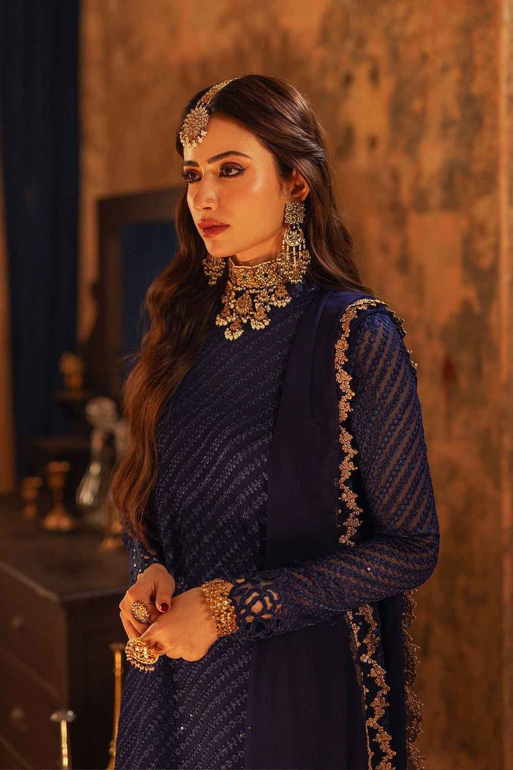 3Pcs Chiffon Luxury Embroided Un-Stitch