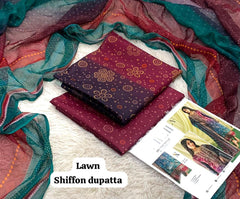 LAWN SHAFOON DUPPATA 3PC