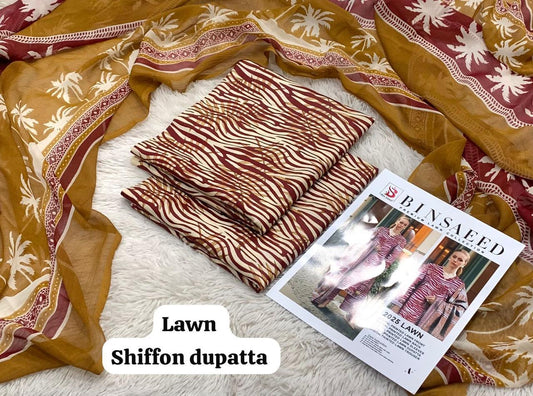 LAWN SHAFOON DUPPATA 3PC