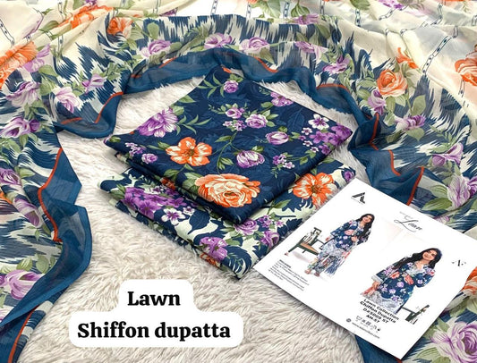 LAWN SHAFOON DUPPATA 3PC