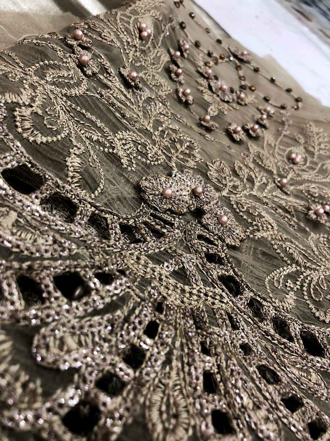 Organza 3 Pc Suit Embroidered