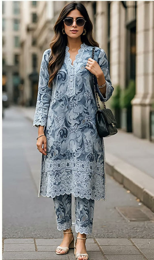 LAKHANY LAWN 3PC UNSTICHED