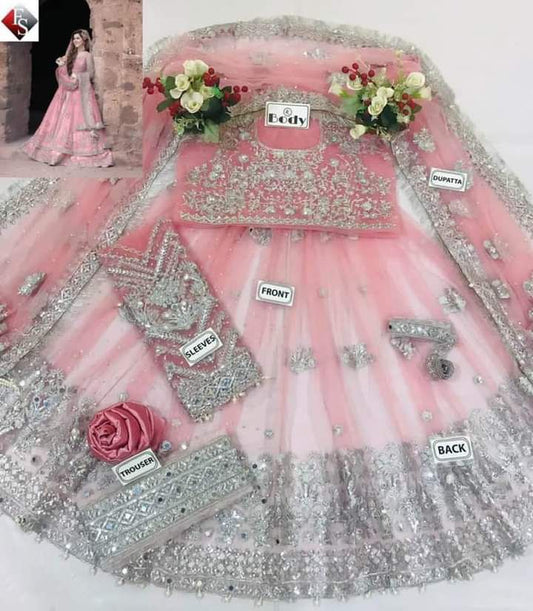 Kashee Heavy Embroidered Bridal Maxi with Satin Silk Trouser