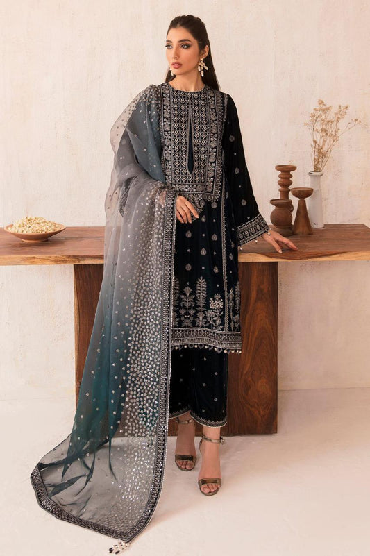 Jazmin Velvet Wedding Suit with Organza Tie & Dye Dupatta