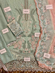 Maria B Couture Collection: Heavy Embroidered Chiffon with Spangle Work