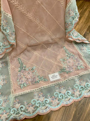 Maria B Couture Collection: Heavy Embroidered Chiffon with Spangle Work