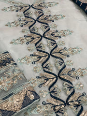 Asim Jofa Luxury Chiffon Ensemble: Embroidered Chiffon & Malai Trouser